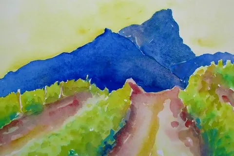 Le Pic saint Loup aquarelle